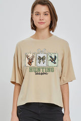CTS-E3192 Deer Duck Hunting Season Graphic Relaxed Crop Top $11