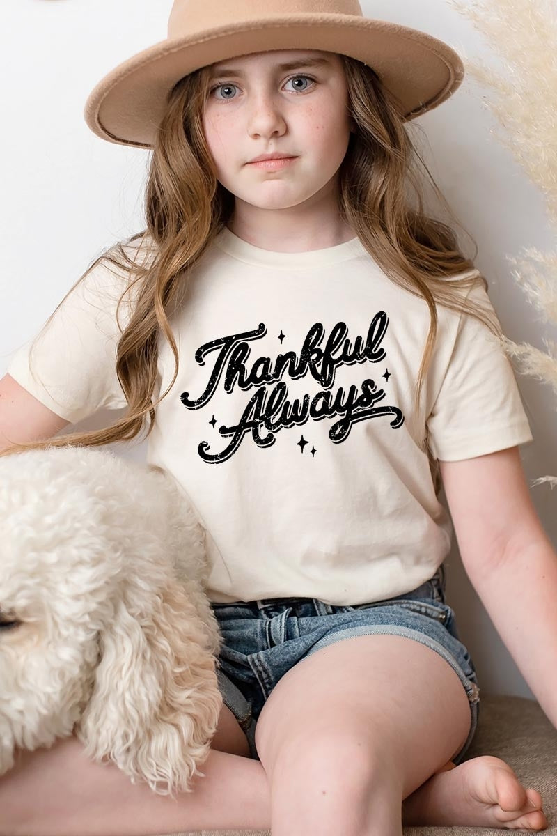 US3001Y-E3168Z Thankful Always Kids Graphic Tee $11