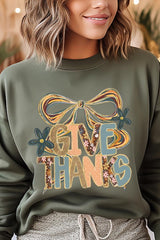 UL180P-E3154 Give Thanks Bow Graphic Plus Sweatshirt $25