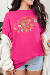 5000P-E3133 Floral Football Graphic Plus Heavy Cotton Tee $12.75