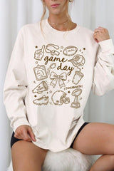 UL240-E3081 Football Doodles Graphic Long Sleeve Tee $13.75