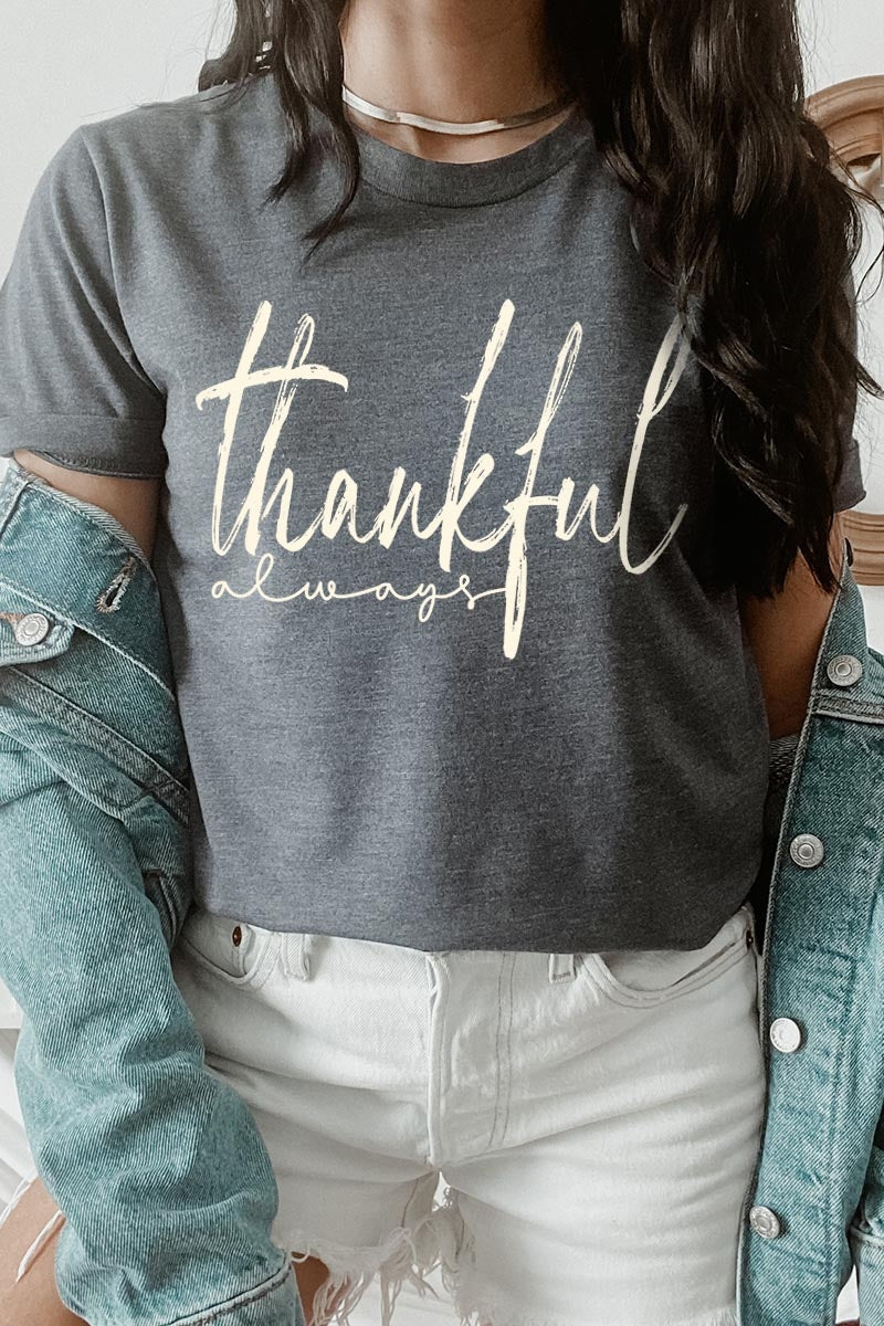 US3001P-E3170 Thankful Graphic Plus Tee $16