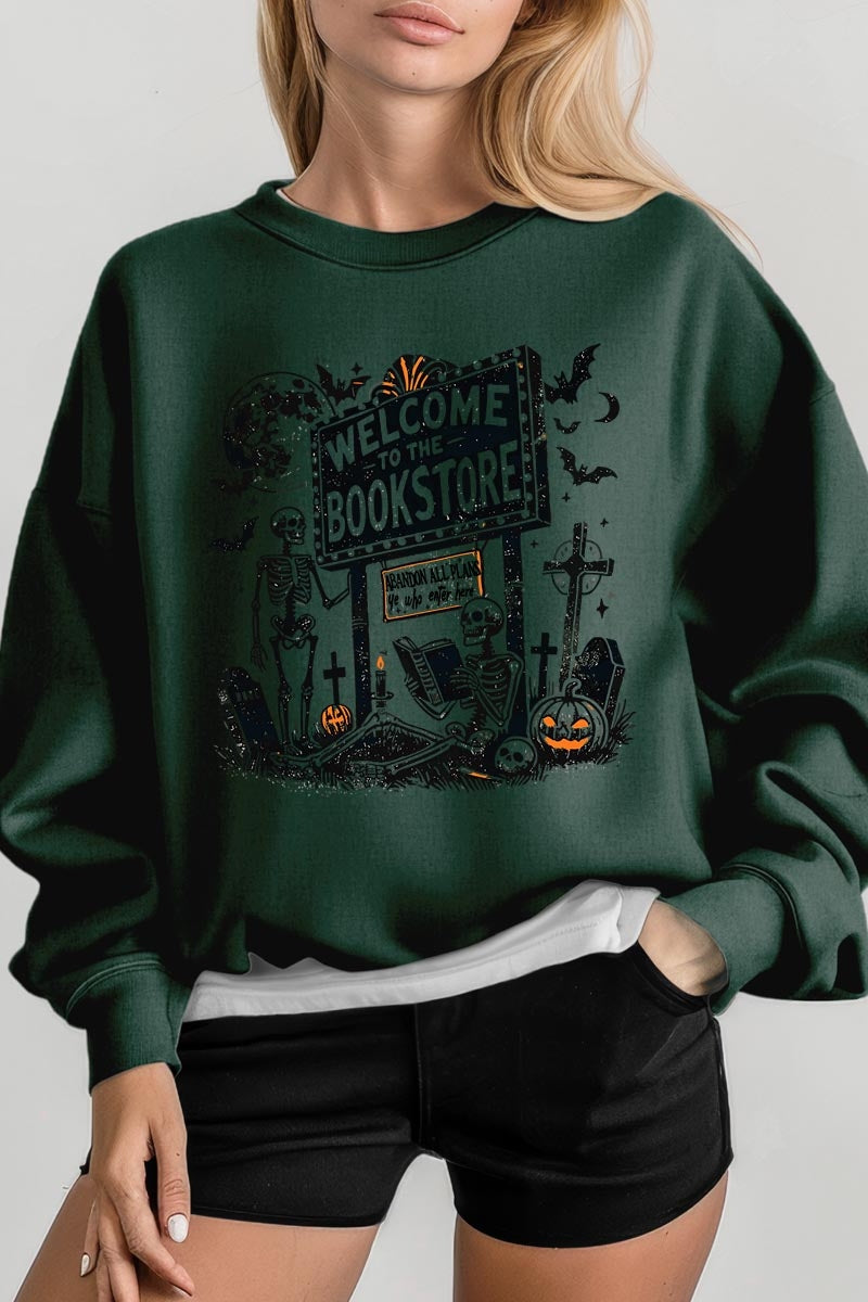 UL180-E3122 Bookstore Halloween Graphic Sweatshirt $20