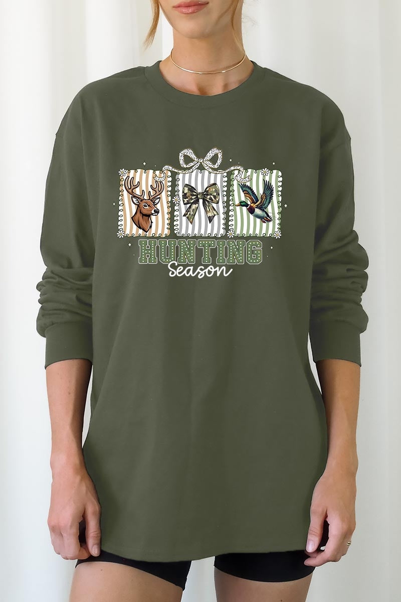 UL240-E3192 Deer & Duck Hunting Season Graphic Long Sleeve Tee $13.75