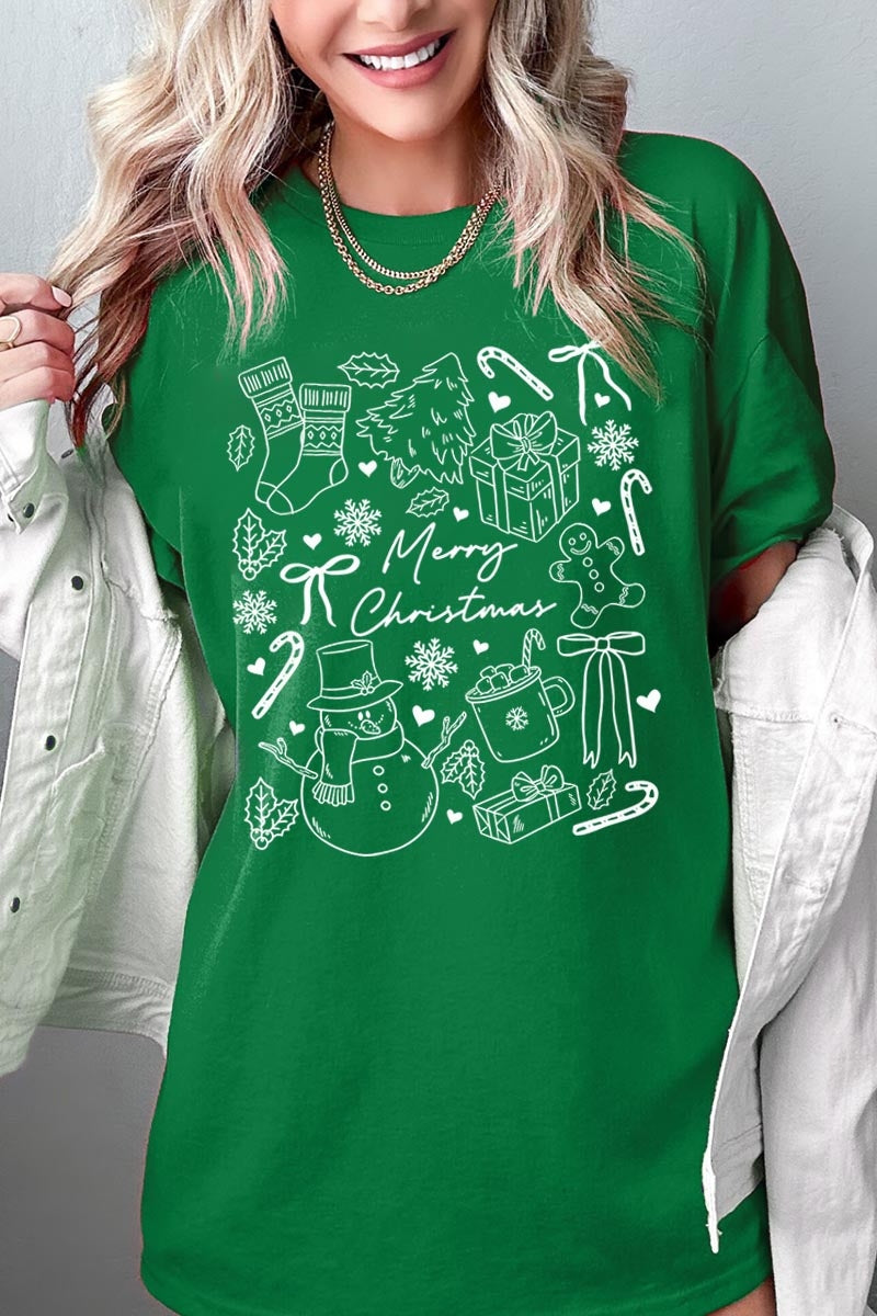 5000P-E3181 Christmas Doodle Graphic Plus Heavy Cotton Tee $12.75