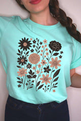 US3001-E3178 Fall Floral Garden Graphic Tee $12.5