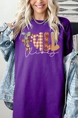 5000-E3071 Fall Vibes Rustic Script Graphic Heavy Cotton Tee $9
