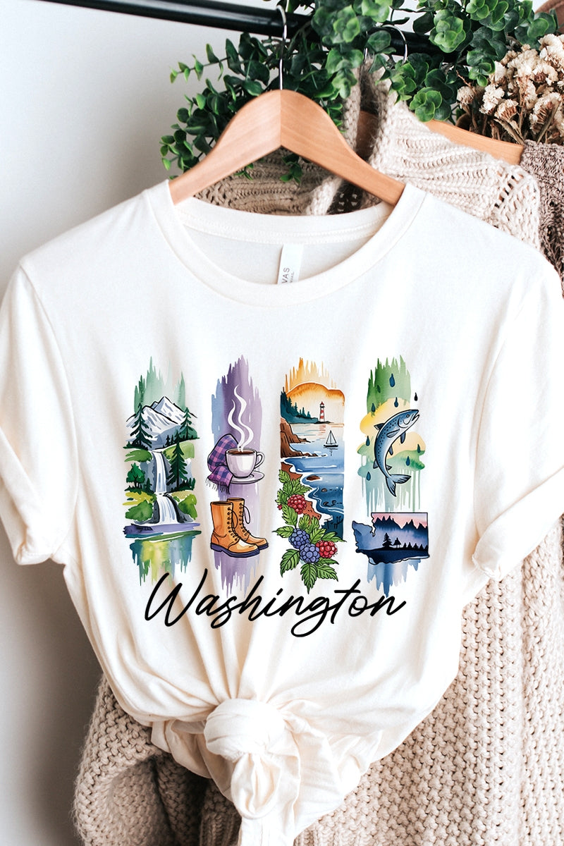 US3001P-E3061WA Washington State Brushstroke Graphic Plus Tee $16