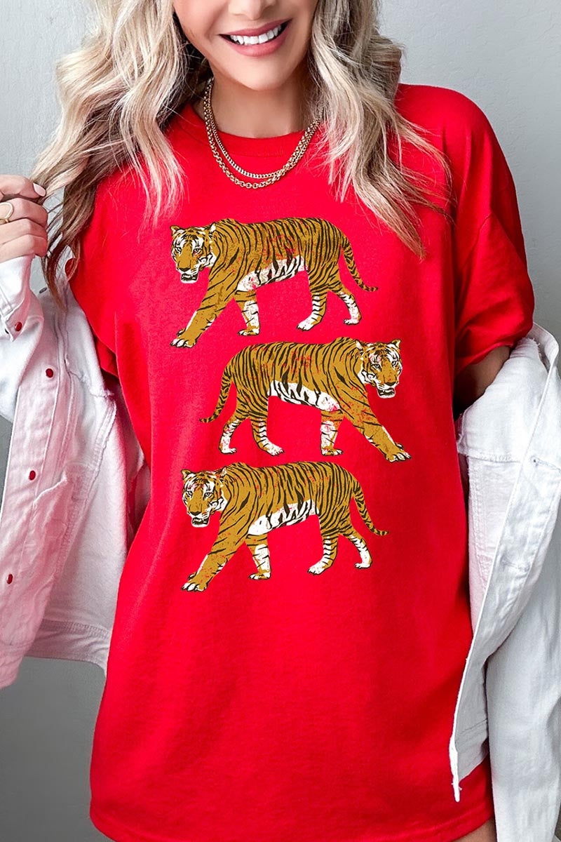 5000-E3104 Retro Tigers Graphic Heavy Cotton Tee $9