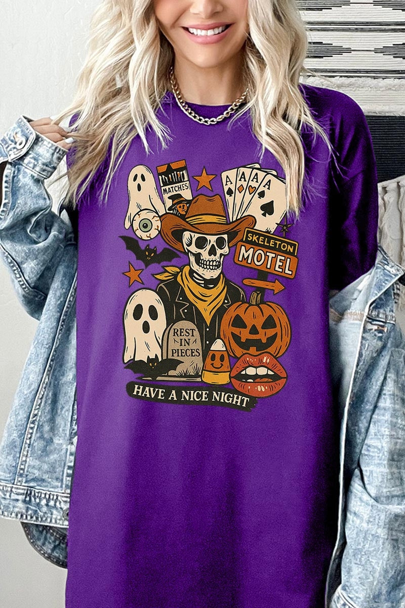 5000P-E3107 Spooky Skeleton Graphic Plus Heavy Cotton Tee $12.75