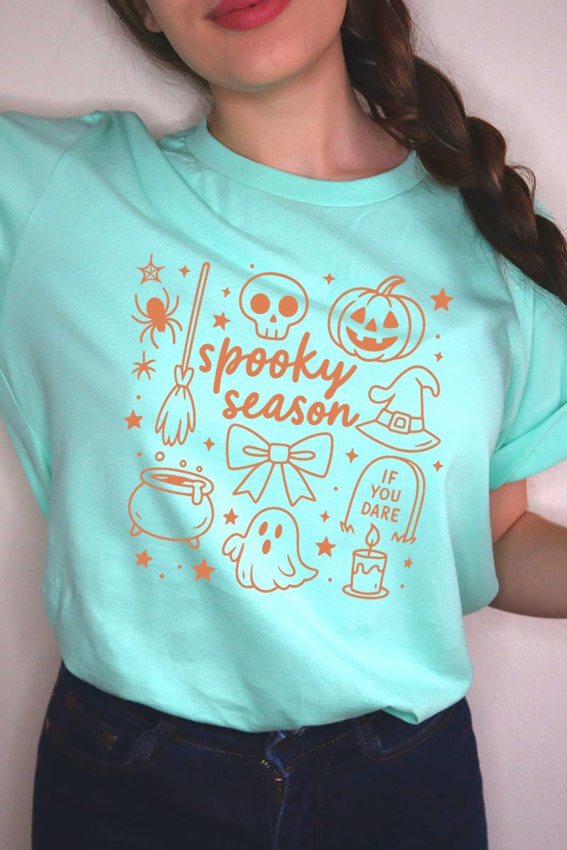 US3001P-E3141 Halloween Doodle Graphic Plus Tee $16