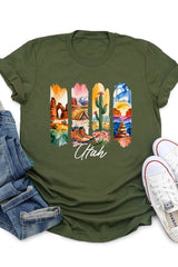 US3001P-E3061UT Utah State Brushstroke Graphic Plus Tee $16