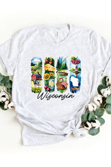US3001P-E3061WI Wisconsin State Brushstroke Graphic Plus Tee $16