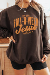 UL180P-E3143 Are You Fall O Ween Jesus Graphic Plus Sweatshirt $25