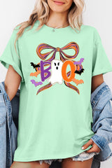 5000-E3120 Boo Brushstroke Bow Graphic Heavy Cotton Tee $9