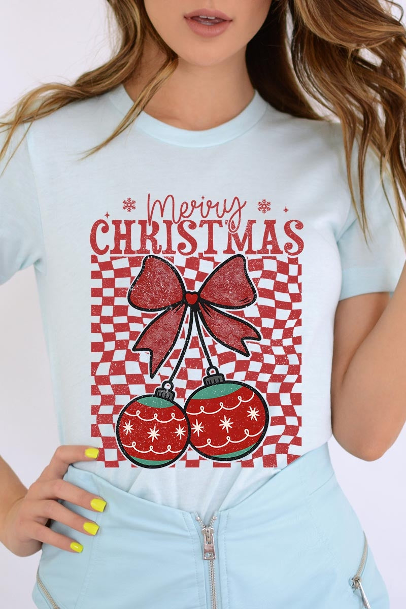 US3001-E3196 Cherry Ornament Christmas Graphic Tee $12.5