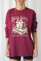 UL240P-E3205 Dear Santa Books Graphic Plus Long Sleeve Tee $17
