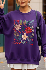 UL180P-E3186 Floral Christmas Graphic Plus Sweatshirt $25