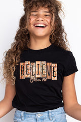 US3001Y-E3167Z Believe Fall Christian Kids Graphic Tee $11