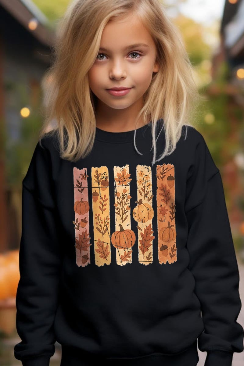 UL180B-E3110Z Brushstroke Boho Fall Kids Graphic Sweatshirt $20