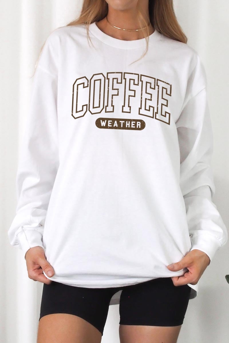 UL240P-E3207 Coffee Weather Graphic Plus Long Sleeve Tee $17