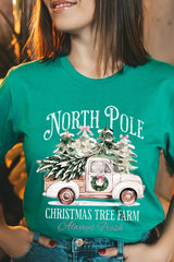 US3001-E3174 North Pole Christmas Graphic Tee $12.5