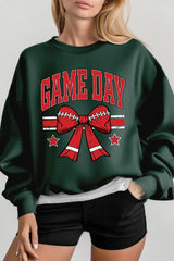 UL180P-E3062 Red Game Day Football Bow Graphic Plus Sweatshirt $25