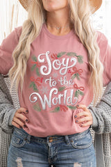 US3001-E3221 Joy to the World Christmas Graphic Tee $12.5