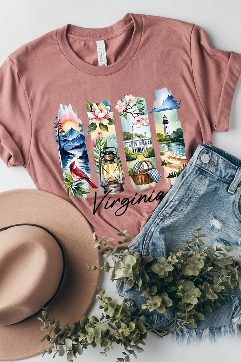 US3001-E3061VA Virginia State Brushstroke Graphic Tee $12.5