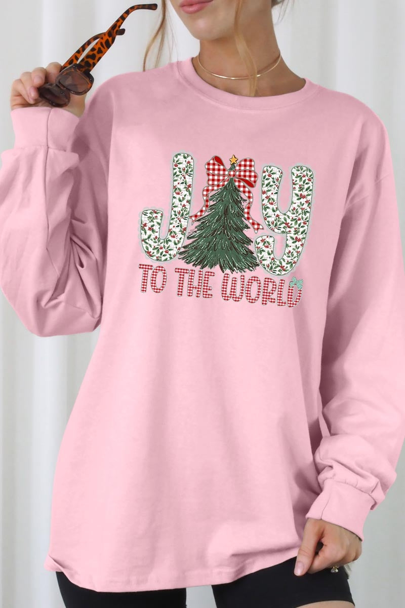 UL240P-E3213 Joy to the World Graphic Plus Long Sleeve Tee $17