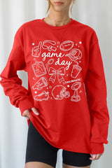 UL240-E3081 Football Doodles Graphic Long Sleeve Tee $13.75