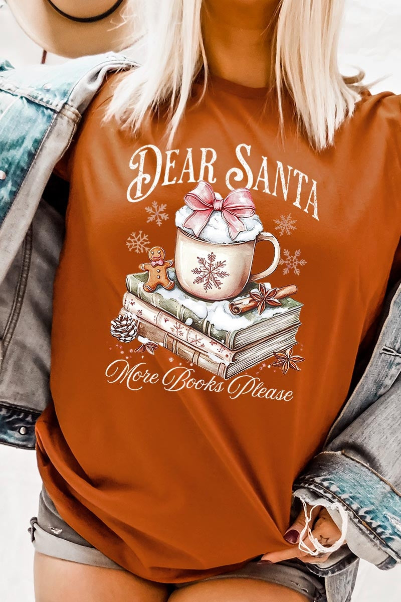 US3001P-E3205 Dear Santa Books Graphic Plus Tee $16