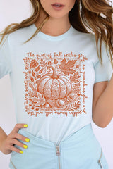 US3001-E3112 Fall Pumpkin Botanical Graphic Tee $12.5