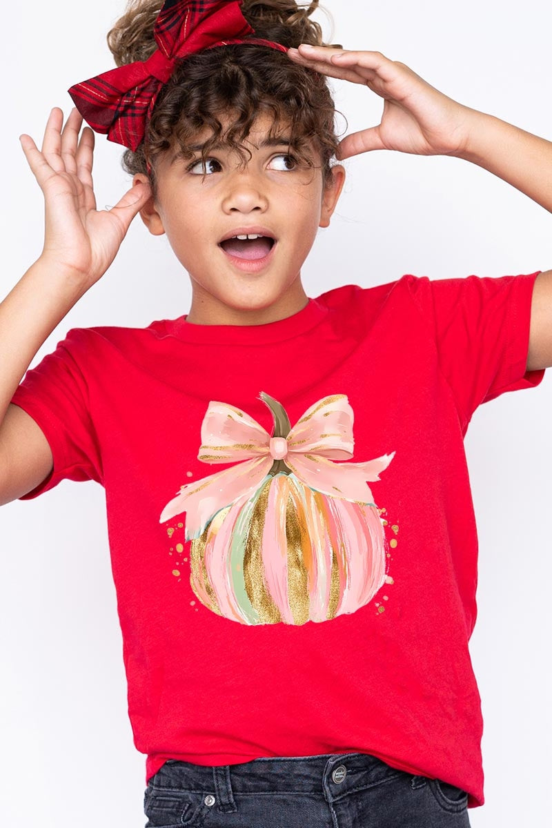 US3001Y-E3083Z Brushstroke Pumpkin Kids Graphic Tee $11