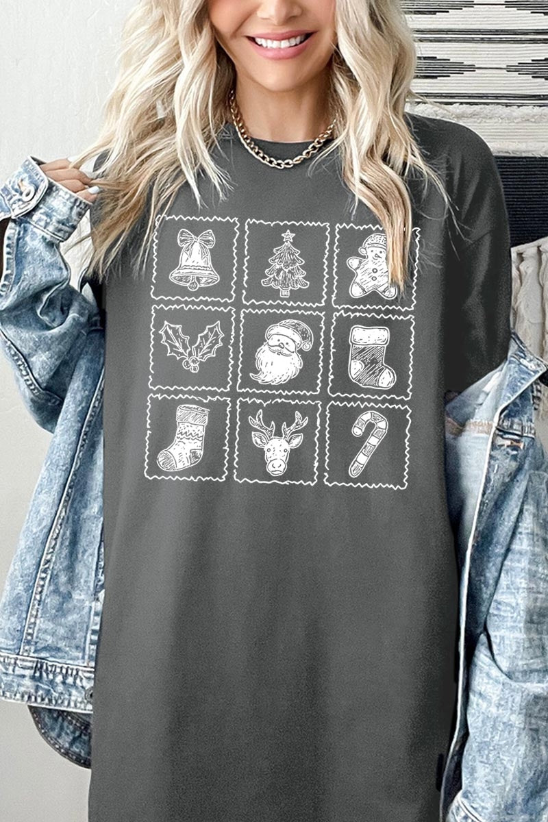 5000-E3215 Christmas Icons Graphic Heavy Cotton Tee $9