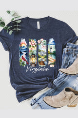 US3001-E3061VA Virginia State Brushstroke Graphic Tee $12.5