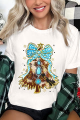 US3001-E3184 Turquoise Christmas Tree Graphic Tee $12.5