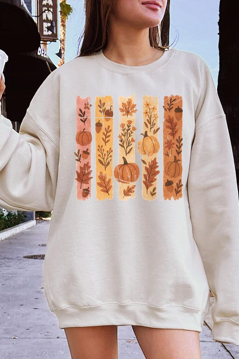 UL180P-E3110 Brushstroke Boho Fall Graphic Plus Sweatshirt $25