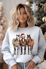UL180P-E3182 Christmas Horses Graphic Plus Sweatshirt $25