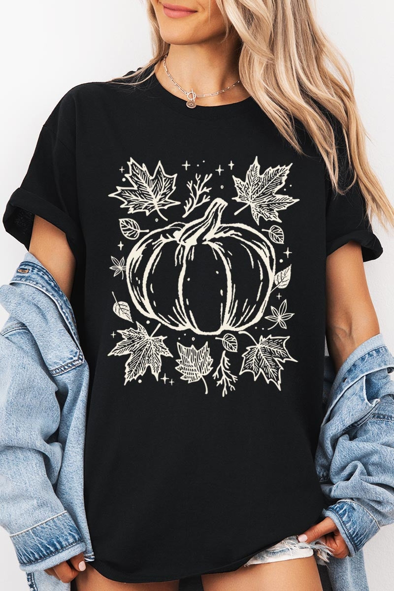 5000-E3162 Fall Pumpkin Graphic Heavy Cotton Tee $9