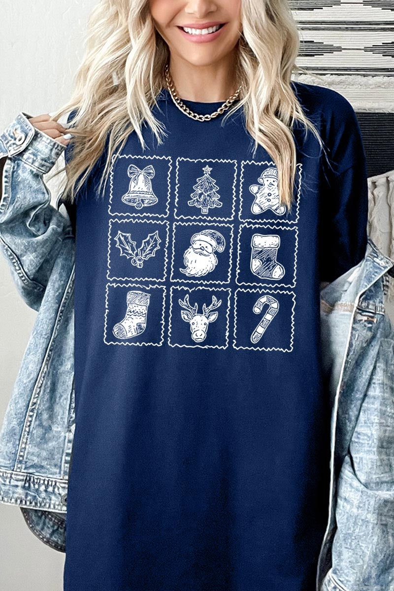 5000P-E3215 Christmas Icons Graphic Plus Heavy Cotton Tee $12.75
