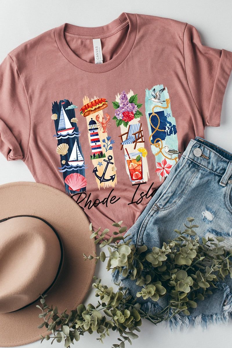 US3001P-E3061RI Rhode Island State Brushstroke Graphic Plus Tee $16