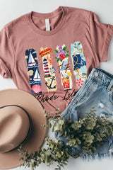 US3001-E3061RI Rhode Island State Brushstroke Graphic Tee $12.5