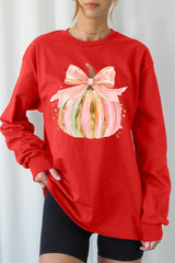 UL240-E3083 Brushstroke Pumpkin Graphic Long Sleeve Tee $13.75