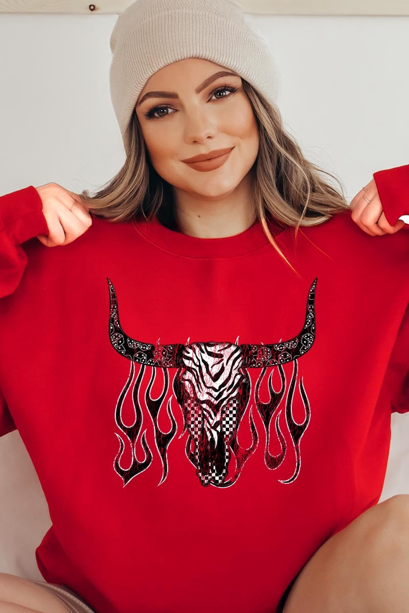 UL180-E3176 Western Bullskull Graphic Sweatshirt $20