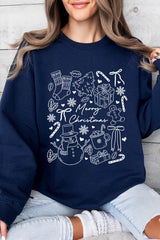 UL180-E3181 Christmas Doodle Graphic Sweatshirt $20