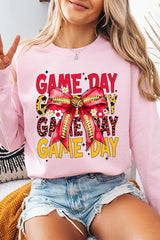 UL180-E3091 Red Yellow Football Game Day Bow Sweatshirt $20