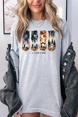 US3001-E3204 Savior Is Born Nativity Graphic Tee $12.5