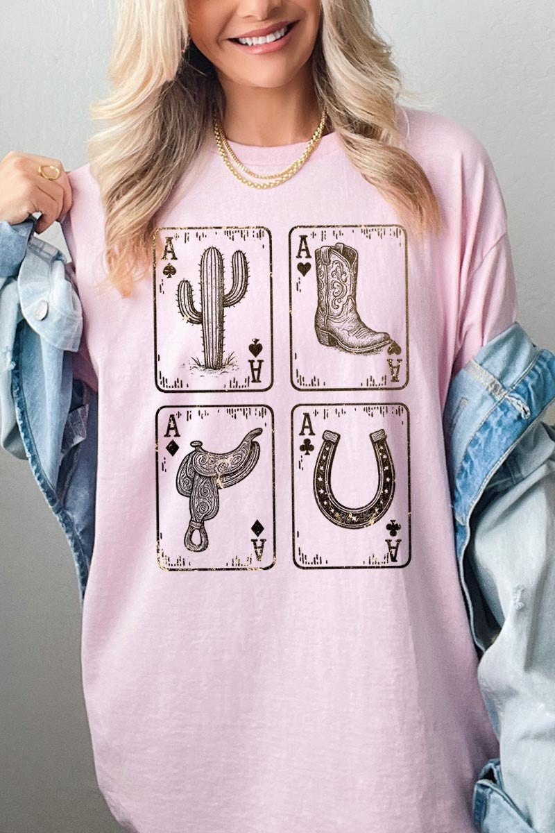 5000-E3094 Western Cowgirl Card Graphic Heavy Cotton Tee $9