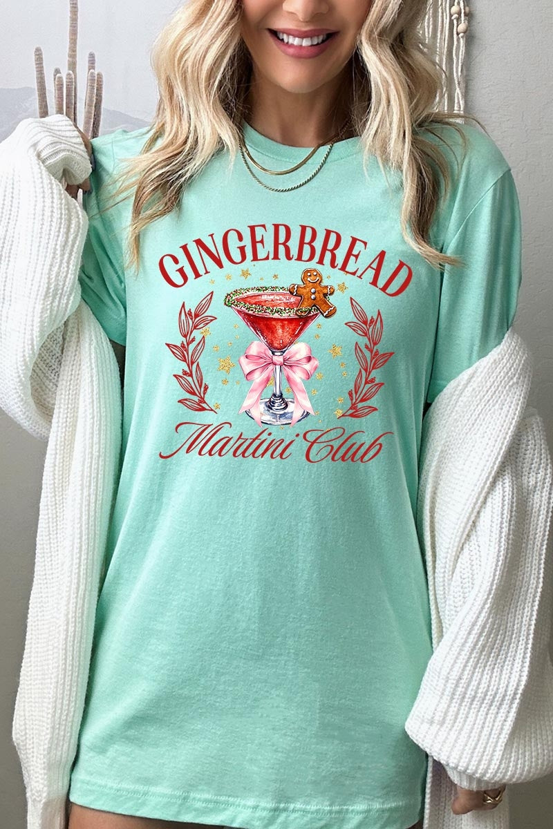 US3001P-E3216 Gingerbread Martini Club Graphic Plus Tee $16